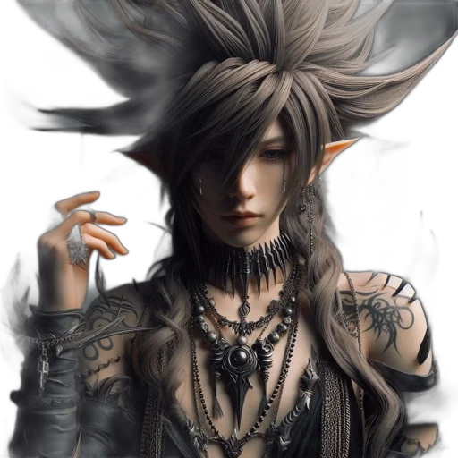 hair, dragon, jewelry, fantasy art, concept art, cyberpunk, photorealistic, dark transparent PNG cut-out