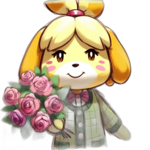 flower, staff, animal, pixel art, watercolor, concept art, 3d render, golden transparent PNG cut-out