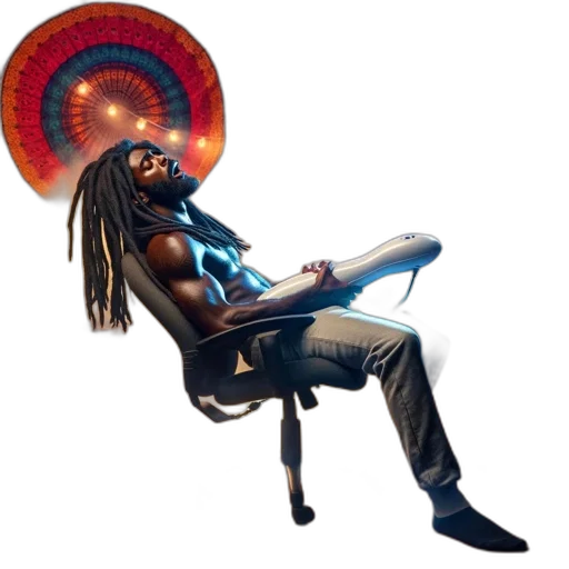 staff, concept art, fantasy art, pixel art, 3d render, man, dreadlocks, wearing transparent PNG cut-out