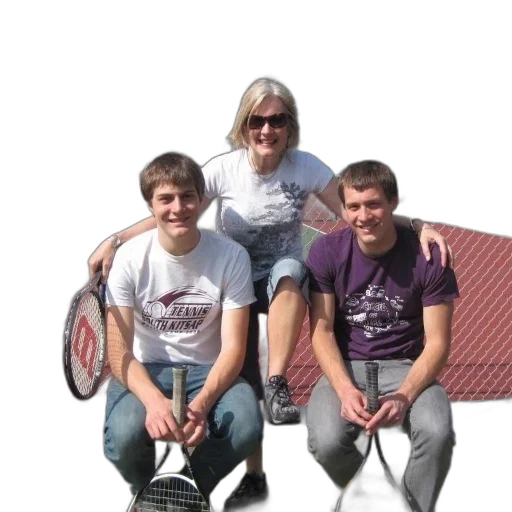 staff, furniture, woman, two, men, pose, picture, tennis transparent PNG cut-out