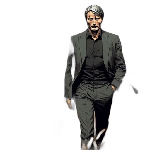 jacket, staff, comic book art, concept art, pixel art, cartoon, man, silver transparent PNG cut-out