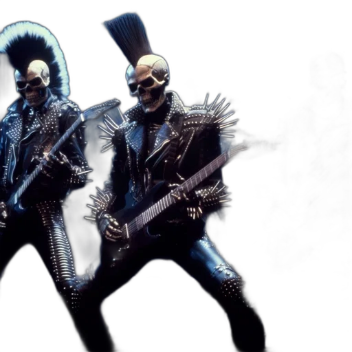 mask, concept art, 3d render, cyberpunk, three, musicians, dark, heavy-metal transparent PNG cut-out
