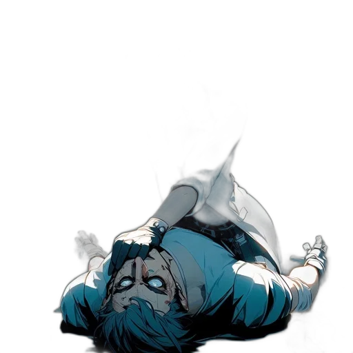 creature, comic book art, concept art, watercolor, anime, underwater, blue, monochrome transparent PNG cut-out