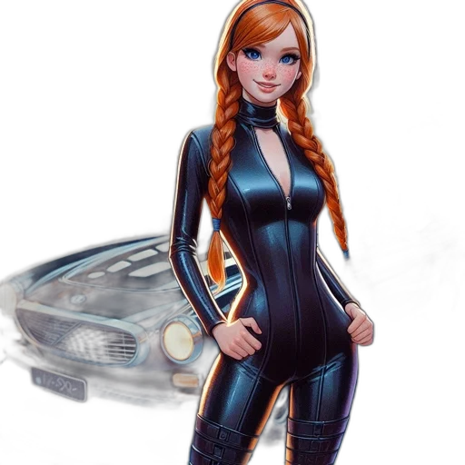 dress, car, jacket, concept art, comic book art, fantasy art, cartoon, digitally transparent PNG cut-out