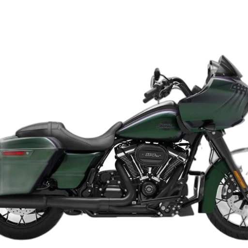 sleek, modern, motorcycle, green, black, color, scheme, featuring transparent PNG cut-out
