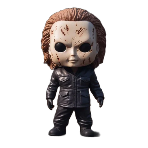 concept art, toy, figure, menacing, appearance, sits, autumnal, setting transparent PNG cut-out