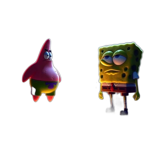 creature, animal, concept art, 3d render, photorealistic, neon, spongebob, patrick transparent PNG cut-out