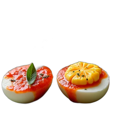 food, 3d render, photorealistic, close-up, view, dish, several, hard-boiled transparent PNG cut-out