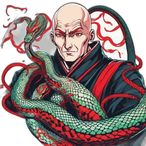 dragon, staff, concept art, fantasy art, pixel art, comic book art, red, bald transparent PNG cut-out