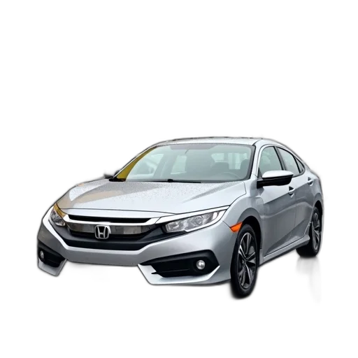 car, silver, honda, civic, parked, front, dealership, yellow transparent PNG cut-out