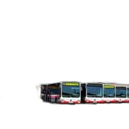 3d render, concept art, photorealistic, pixel art, row, red, white, buses transparent PNG cut-out