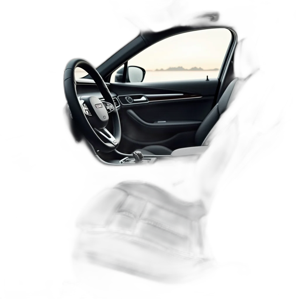 car, face, robot, jacket, photorealistic, 3d render, interior, modern transparent PNG cut-out