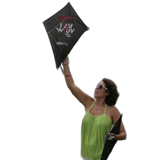 umbrella, staff, woman, green, tank, top, flying, black transparent PNG cut-out
