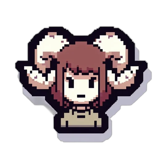 creature, animal, staff, weapon, pixel art, anime, concept art, cartoon transparent PNG cut-out