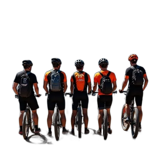 staff, first, image, shows, group, five, mountain, bikers transparent PNG cut-out