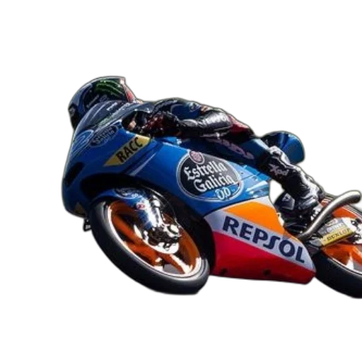 photorealistic, motorcycle, racer, action, wearing, helmet, repsol-sponsored, gear transparent PNG cut-out