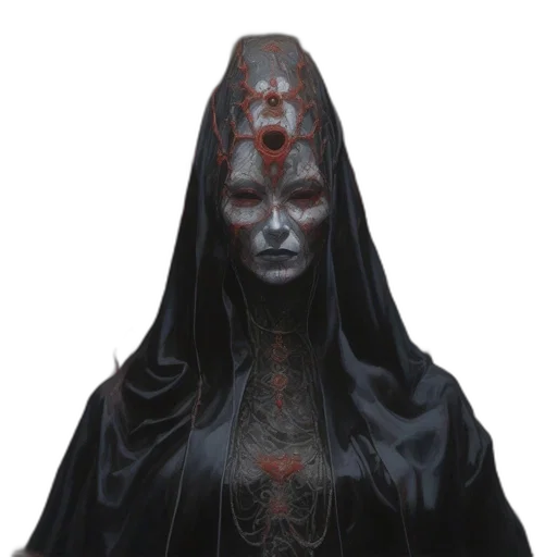 mask, face, staff, creature, concept art, fantasy art, pixel art, comic book art transparent PNG cut-out