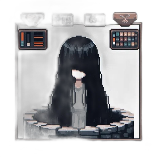 hair, robot, creature, face, pixel art, concept art, cyberpunk, fantasy art transparent PNG cut-out