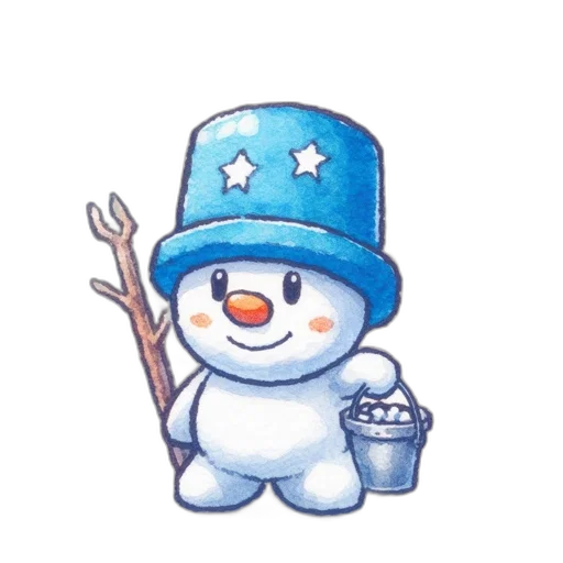 staff, hat, robot, pixel art, watercolor, concept art, fantasy art, snow transparent PNG cut-out