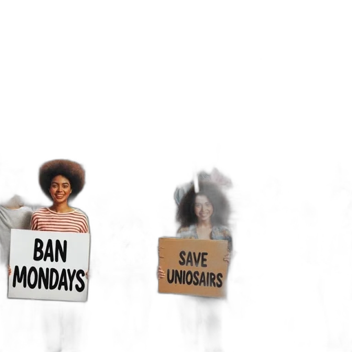diverse, group, people, gather, city, square, holding, signs transparent PNG cut-out