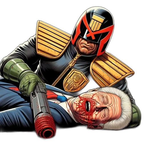comic book art, concept art, futuristic, cop, severed, old, man, head transparent PNG cut-out