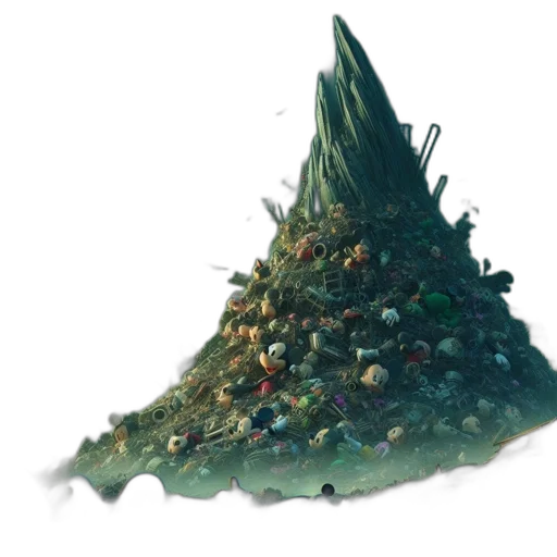 crown, tree, hat, bottle, concept art, fantasy art, 3d render, watercolor transparent PNG cut-out