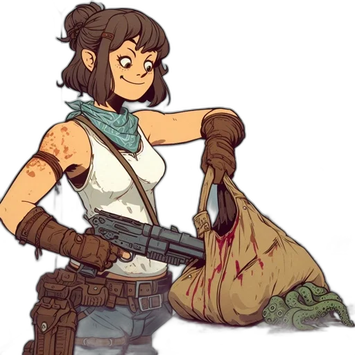 weapon, staff, concept art, pixel art, fantasy art, comic book art, earth tones, woman transparent PNG cut-out