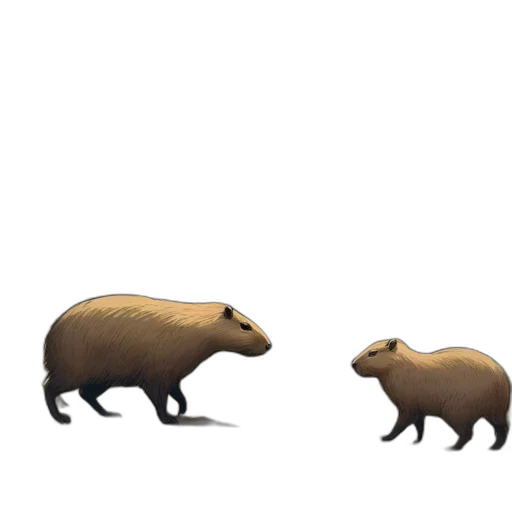 animal, creature, concept art, 3d render, pixel art, photorealistic, two, capybaras transparent PNG cut-out
