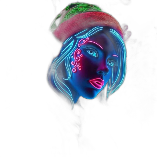 mask, face, crown, hat, vaporwave, concept art, 3d render, cyberpunk transparent PNG cut-out