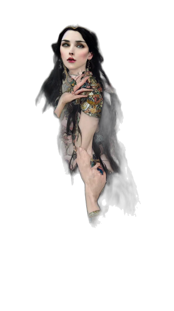 dress, creature, staff, dragon transparent PNG cut-out