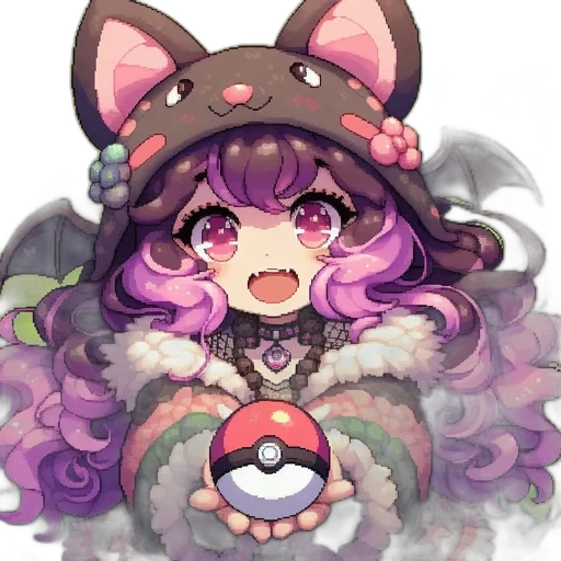 creature, staff, hat, animal, pixel art, watercolor, anime, fantasy art transparent PNG cut-out