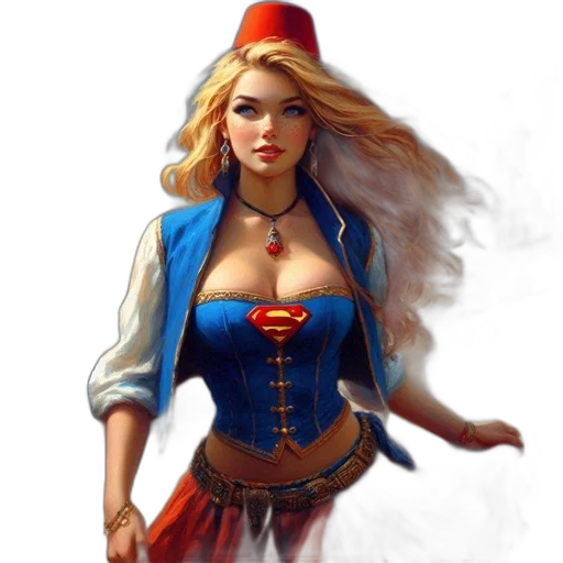 dress, crown, fantasy art, comic book art, concept art, oil painting, colorful, red transparent PNG cut-out