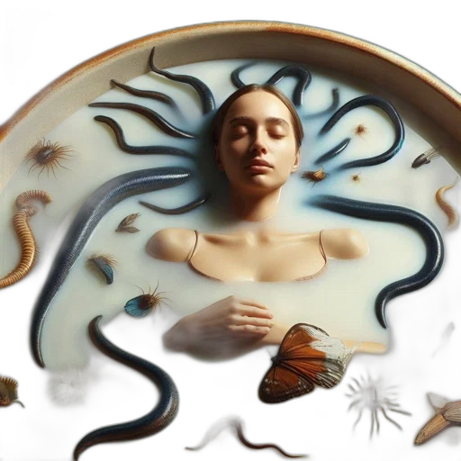 creature, hair, concept art, photorealistic, fantasy art, underwater, outer space, young transparent PNG cut-out