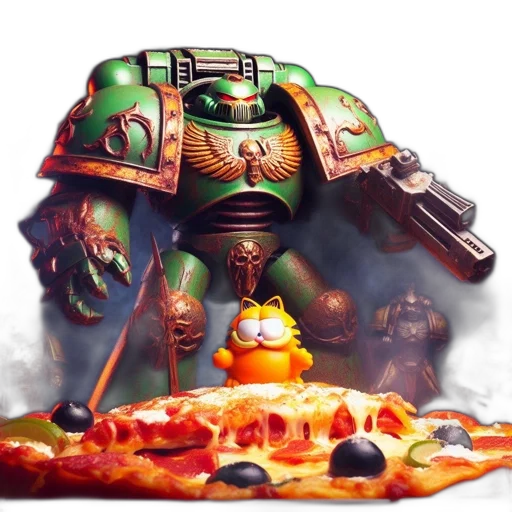 food, robot, weapon, concept art, fantasy art, 3d render, photorealistic, fire transparent PNG cut-out