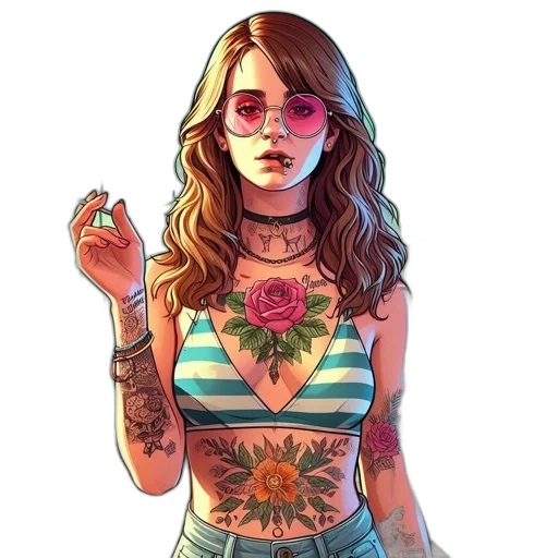 dress, jewelry, face, flower, comic book art, cartoon, concept art, fantasy art transparent PNG cut-out