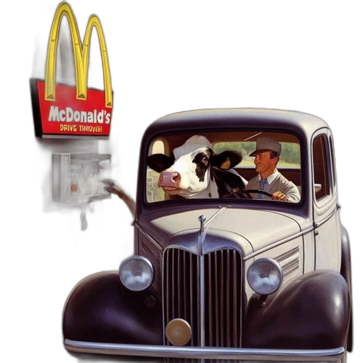 car, food, animal, robot, photorealistic, 3d render, neon lights, cow transparent PNG cut-out