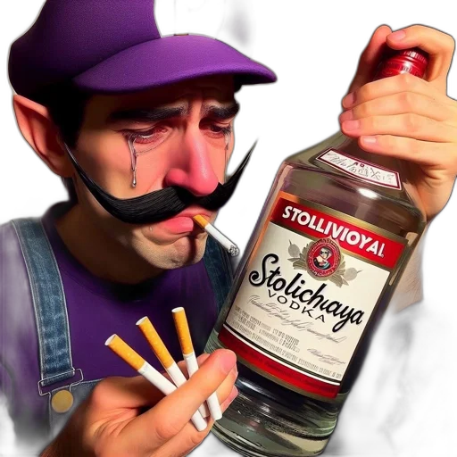 bottle, face, hat, photorealistic, watercolor, concept art, 3d render, individual transparent PNG cut-out