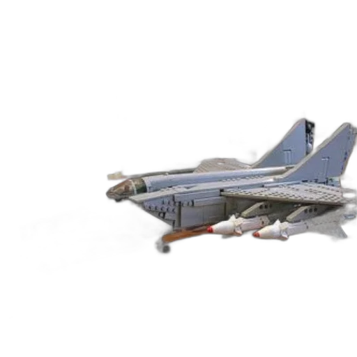 weapon, 3d render, concept art, photorealistic, lego, model, airplane, sits transparent PNG cut-out