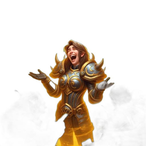 staff, sword, fantasy art, concept art, 3d render, comic book art, golden, female transparent PNG cut-out