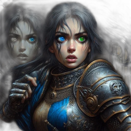 face, fantasy art, concept art, photorealistic, comic book art, blue, striking, female transparent PNG cut-out