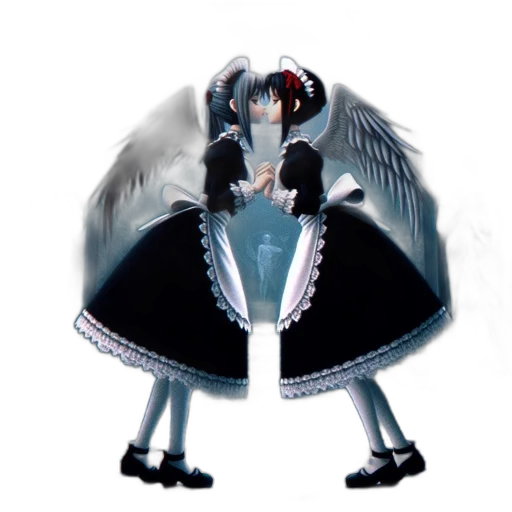 dress, robot, umbrella, mask, concept art, 3d render, anime, pixel art transparent PNG cut-out