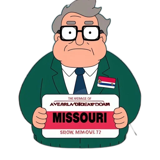 cartoon, man, green, suit, tie, holds, sign, text transparent PNG cut-out