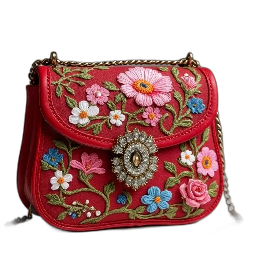 jewelry, red, small, floral transparent PNG cut-out