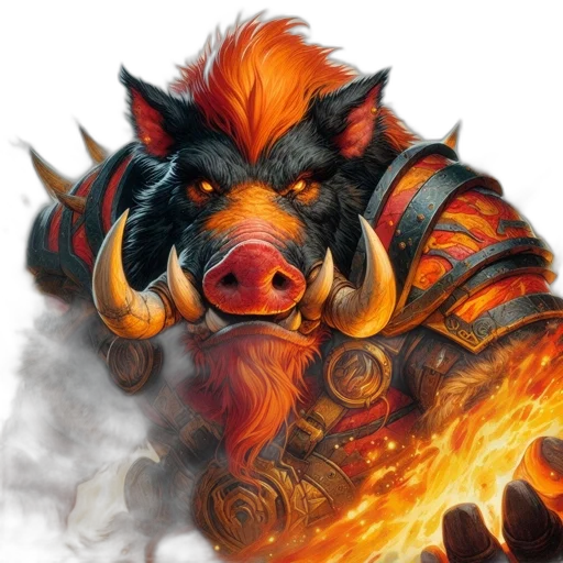 dragon, animal, fantasy art, concept art, photorealistic, anthropomorphic, boar, warrior transparent PNG cut-out