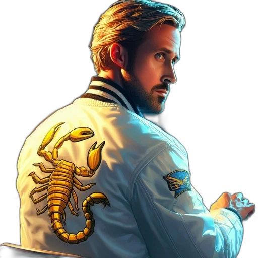 jacket, staff, animal, robot, concept art, comic book art, pixel art, cartoon transparent PNG cut-out