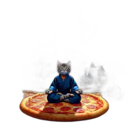 food, concept art, pixel art, fantasy art, 3d render, fire, cat-headed, meditator transparent PNG cut-out
