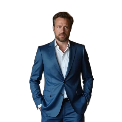 jacket, staff, blue, man, blazer, white, shirt, stands transparent PNG cut-out