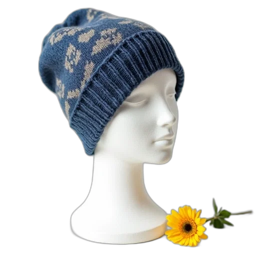 hat, crown, blue, mannequin, head, wearing, knitted, grey transparent PNG cut-out