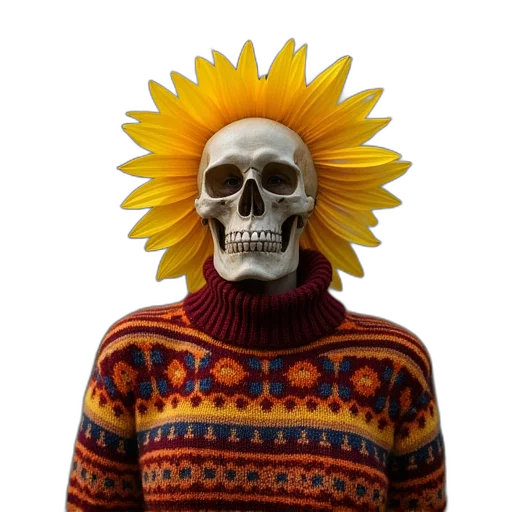 mask, jacket, flower, face transparent PNG cut-out