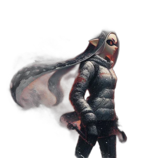 mask, creature, jacket, robot, concept art, 3d render, fantasy art, cyberpunk transparent PNG cut-out